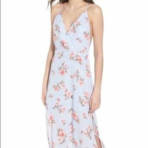 NWT LUSH Pale Blue Floral Dress w/Slit (Medium)